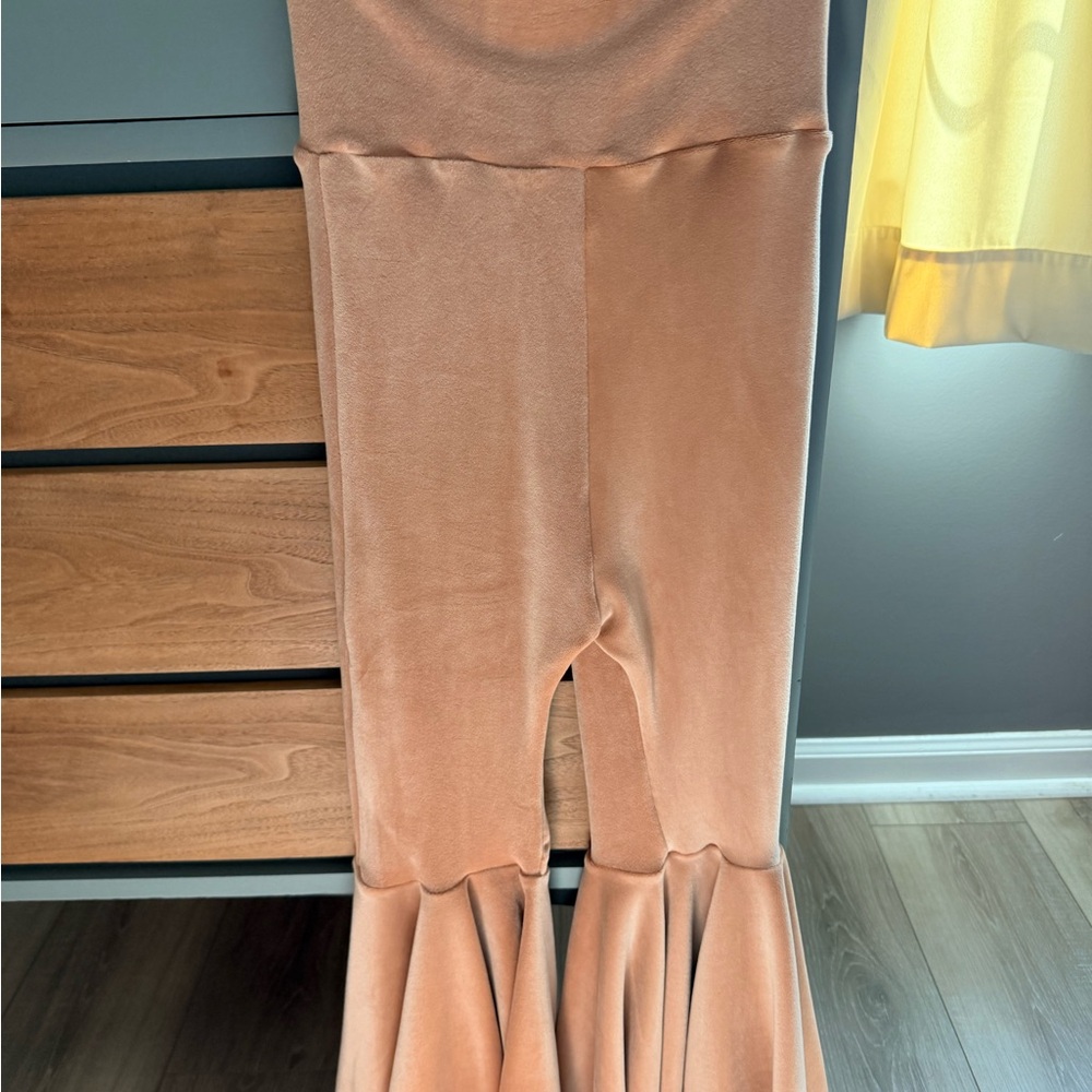 Peach Velvet Bell Bottoms
